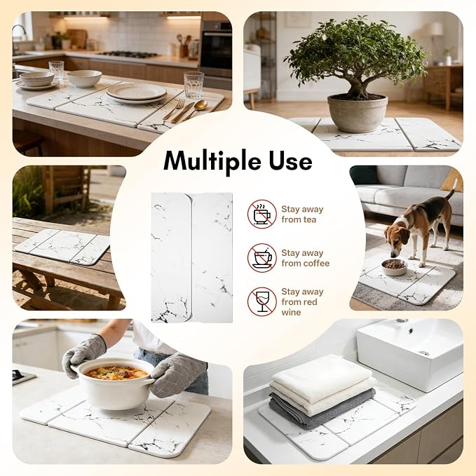 Stone Drying Mat for Kitchen Counter，Foldable Quick-Dry Dish Drying - Image 5