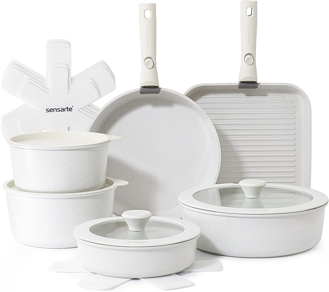 SENSARTE 17 Piece Pots and Pans Set, Nonstick Detachable Handle Cookware Set by SENSARTE