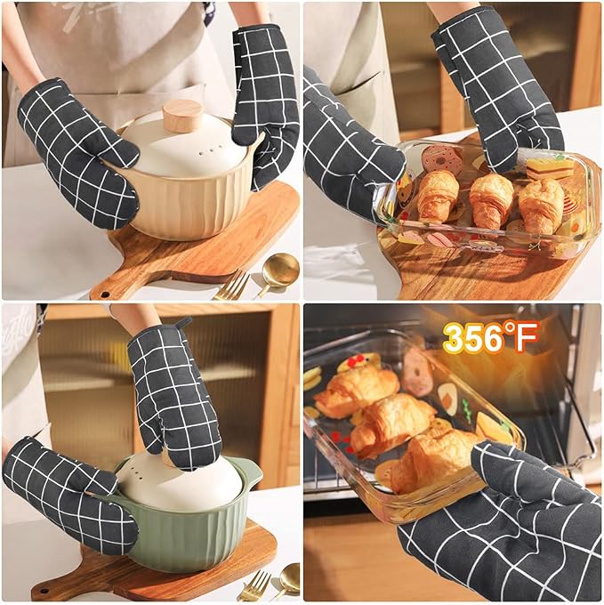 AUAUY Oven Mitts and Pot Holders 6PCS Set, 392°F Heat Resistant Cooking Gloves - Image 6