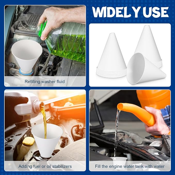 SiliFine 50 Pcs Paper Funnels for Motor Oil 6 oz Disposable Engine Oil Funnel - Image 5