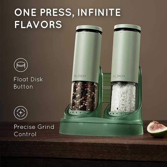 Flendy Electric Salt and Pepper Grinder Set Rechargeable, Automatic Salt and - Image 2