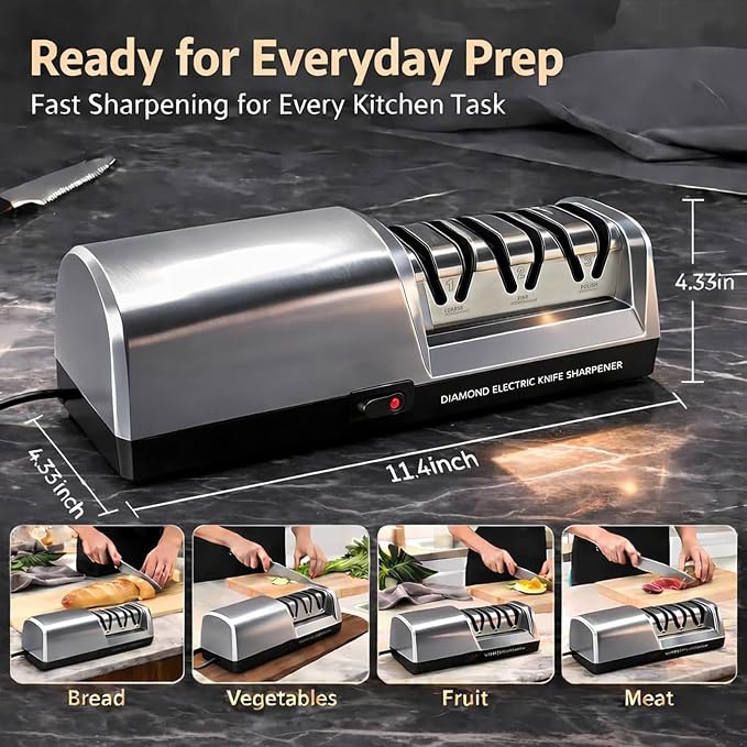 Electric Knife Sharpener for Kitchen, 3-Stage Professional Kitchen Knife - Image 7