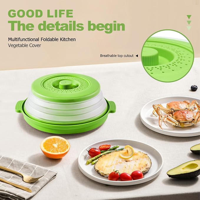 Microwave Splatter Cover 10.2 Inch, Collapsible Silicone Lid & Tray - Image 4