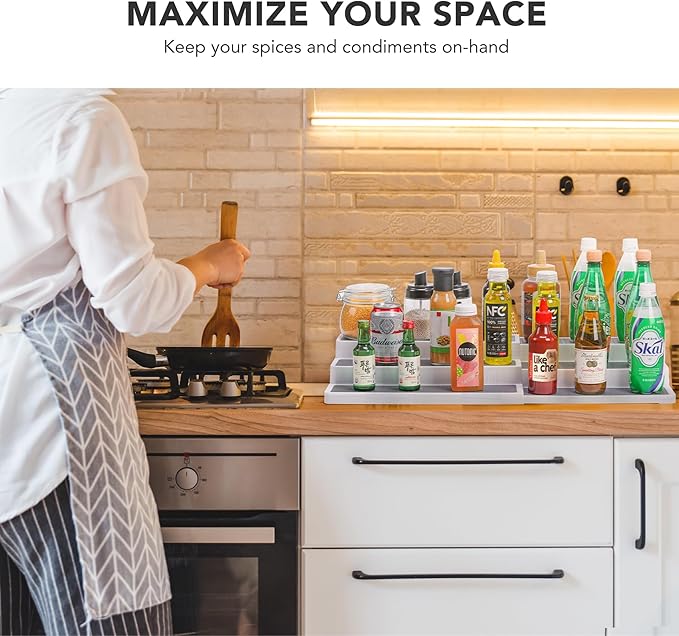CiWiVOKi 3 Tier Expandable Spice Rack Organizer, Adjustable Length 14.6In-25.8In - Image 4