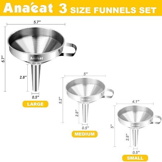 Anaeat Stainless Steel Kitchen Funnel, Oils & 1 Pc Cleaning Brush - Image 6