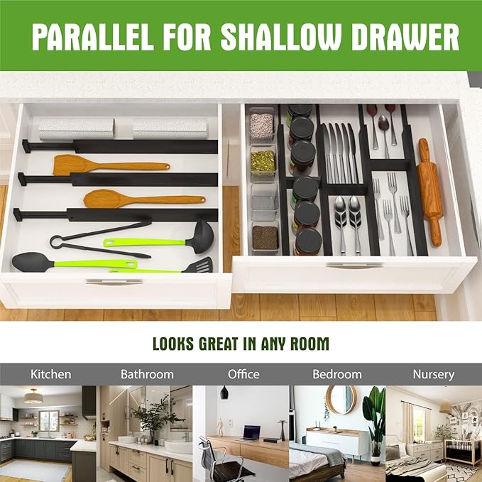 ANTOWIN Bamboo Drawer Dividers Organizers, Expandable Drawer Separators Splitter - Image 5