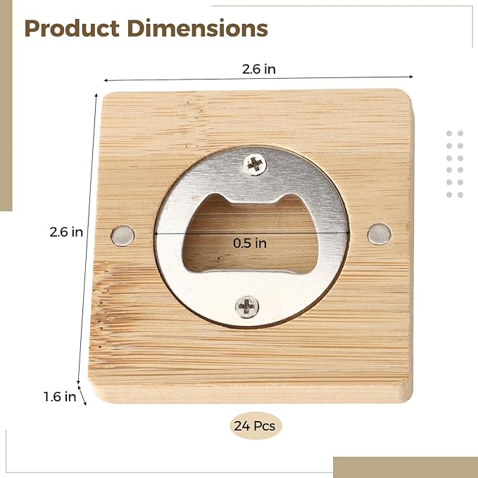 24Pcs Bamboo Bottle Opener, 2.6 x 0.5" Wooden Bottle Openers Blanks Bulk - Image 5