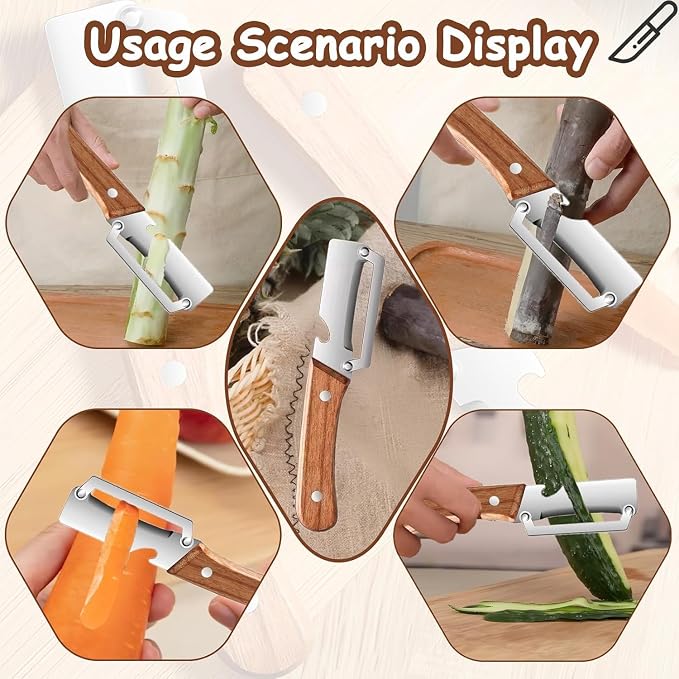 Premium Vegetable Peeler with Wooden Handle and Bottle Opener, Kitchen Gadgets - Image 6