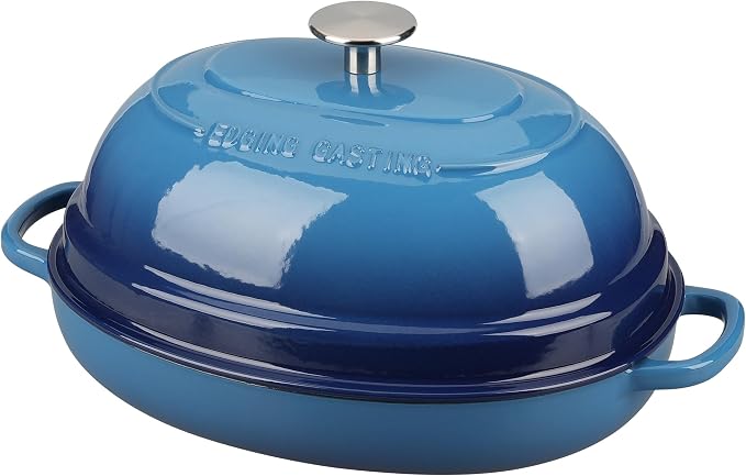 EDGING CASTING Enameled Oval Cast Iron Dutch Oven Pot by EDGINGCOOKWARE
