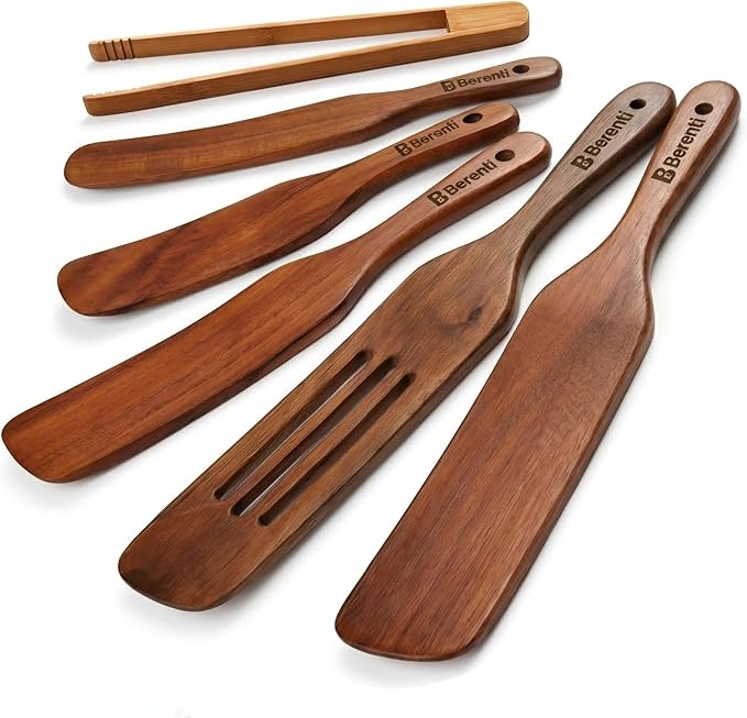 5-Piece Wooden Spurtle Set – Acacia Wood Kitchen Tools by Berenti