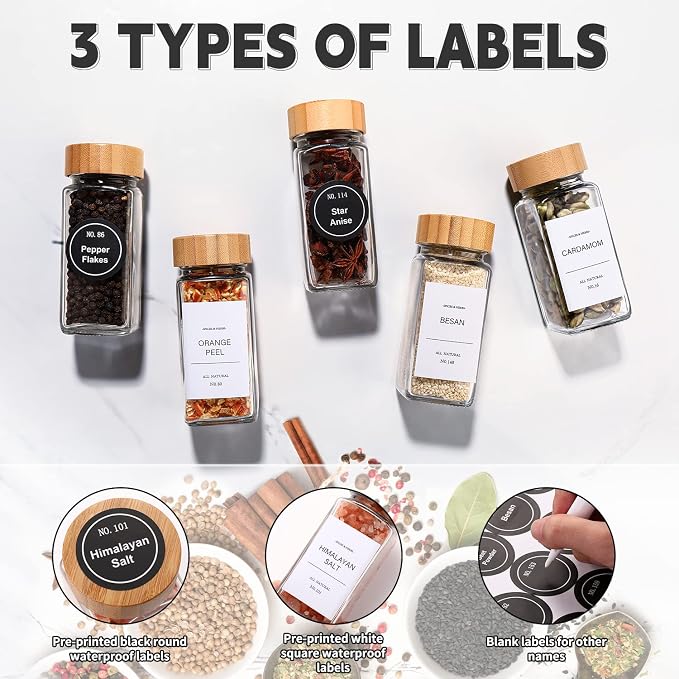 DWTS DANWEITESI 36 Pcs Glass Spice Jars - 4oz - Image 3