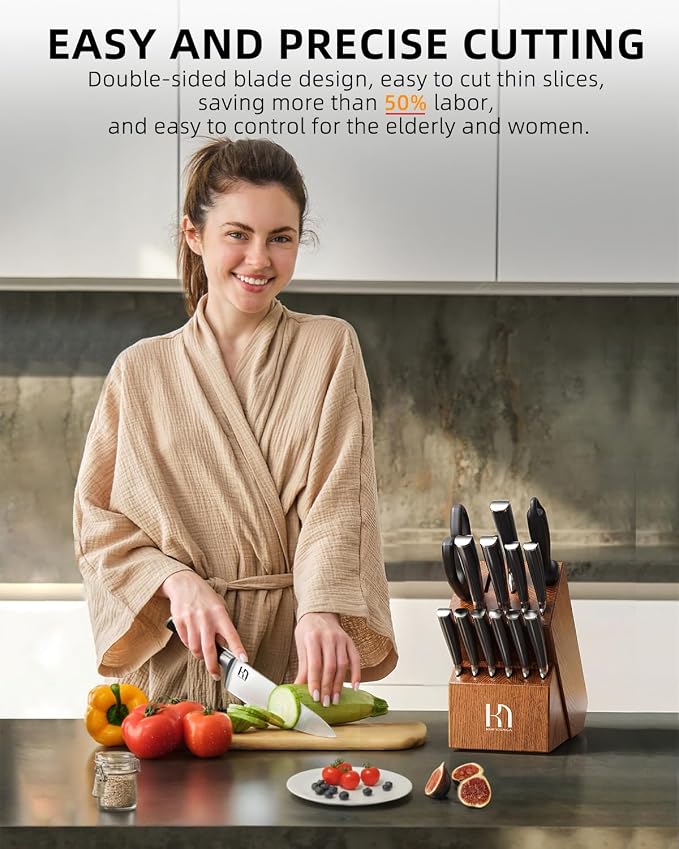 KnifeSaga Knife Set, Enduring Razor-Sharp High Carbon Stainless Steel Chef - Image 6