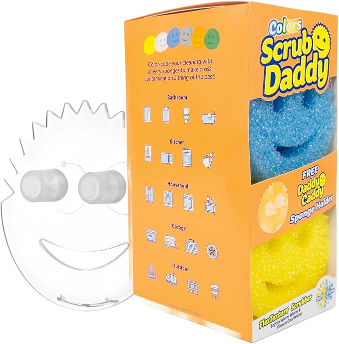 Scrub Daddy 6 Kitchen Sponges & 1 Daddy Caddy Dish Sponge Holder by ScrubDaddy