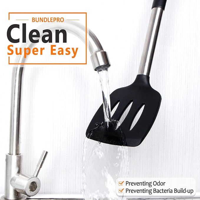 Silicone Cooking Utensil Set, BPA Free Heat Resistant Kitchen Tools - Image 7