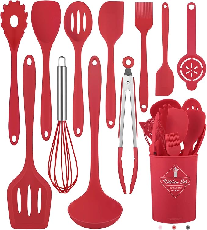 Pranski Kitchen Utensils Set-12 Pieces Silicone Cooking Utensils Set 392°F Heat by Pranski