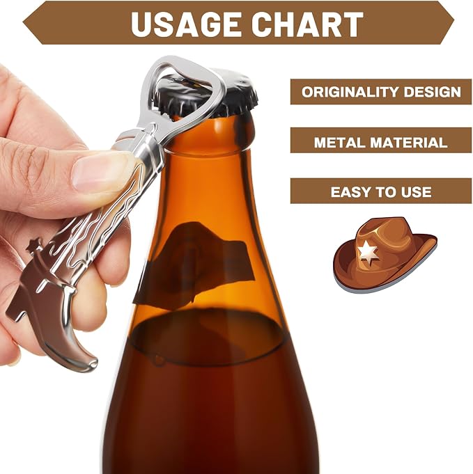 Hortsun 36 Sets Cowboy Boot Bottle Openers Baby Shower Bottle Opener Favors - Image 4