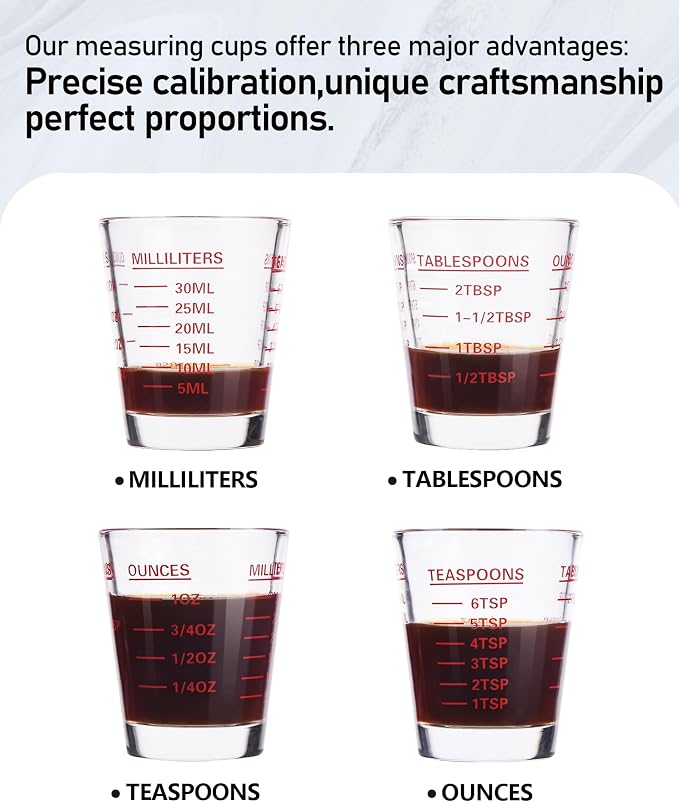 SAIAOKJ Shot Glasses Measuring Cup Set 6 Pack Espresso Shot Glasses Liquid - Image 4