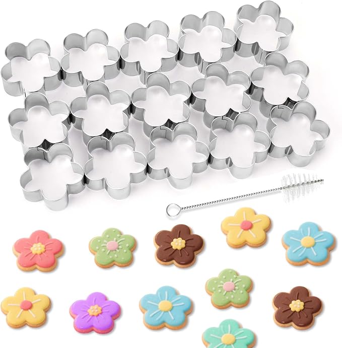 AIERSA Mini Flower Cookie Cutter, 15 Cavity Cracker Cutter, 1.4 Inch Small by AIERSA