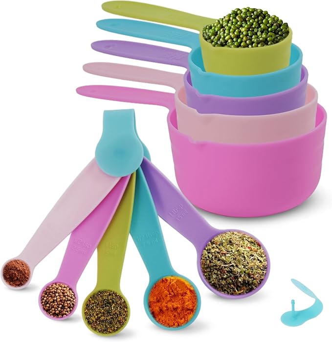 10PCS Measuring Spoons and Cups Set Stackable Nesting Cups Spoons by Puctstone