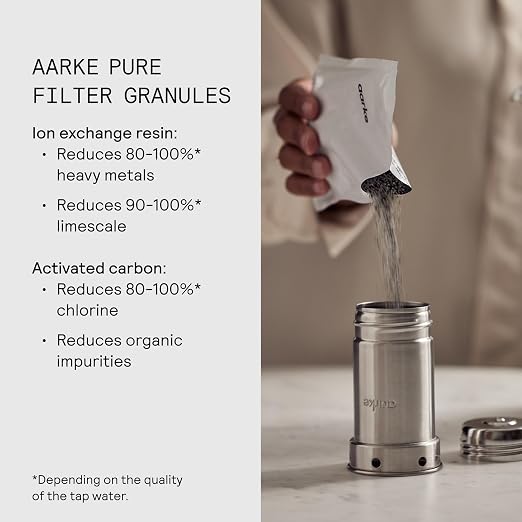 Aarke Purifier Large Glass Pitcher Bundle w/Steel Filter, 4 Pure Refill Granules - Image 4
