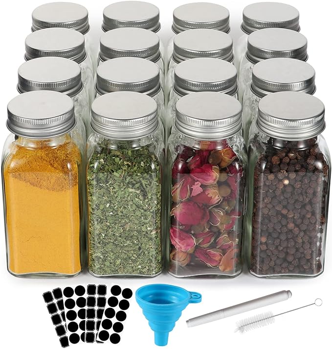 16 Pack 6 oz Glass Spice Jars by Keketin