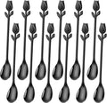 Black Tulip/Rose Handle 12-Pcs Mini Coffee Spoons Set by SGvrPvz