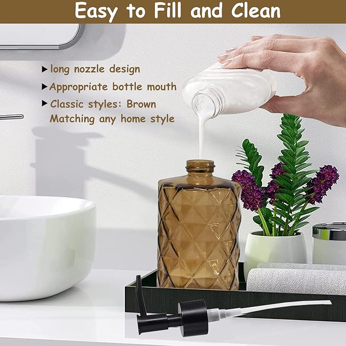 Brown Glass Soap Dispenser - Image 3