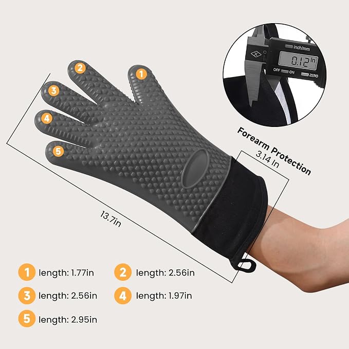 GEEKHOM BBQ Gloves Heat Resistant Oven Mitts - Image 8