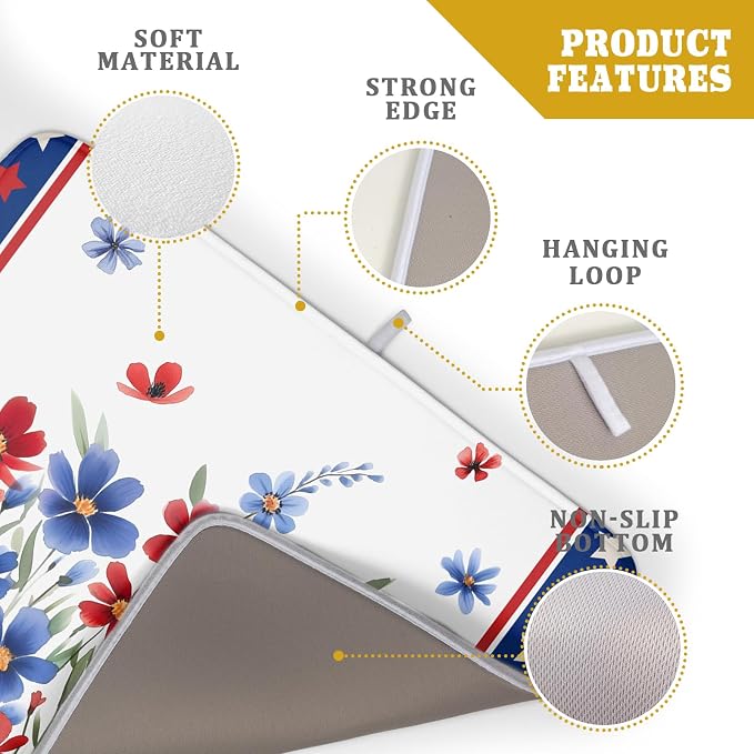 4th of July Dish Drying Mats for Kitchen Counter Patriotic Star Microfiber - Image 4