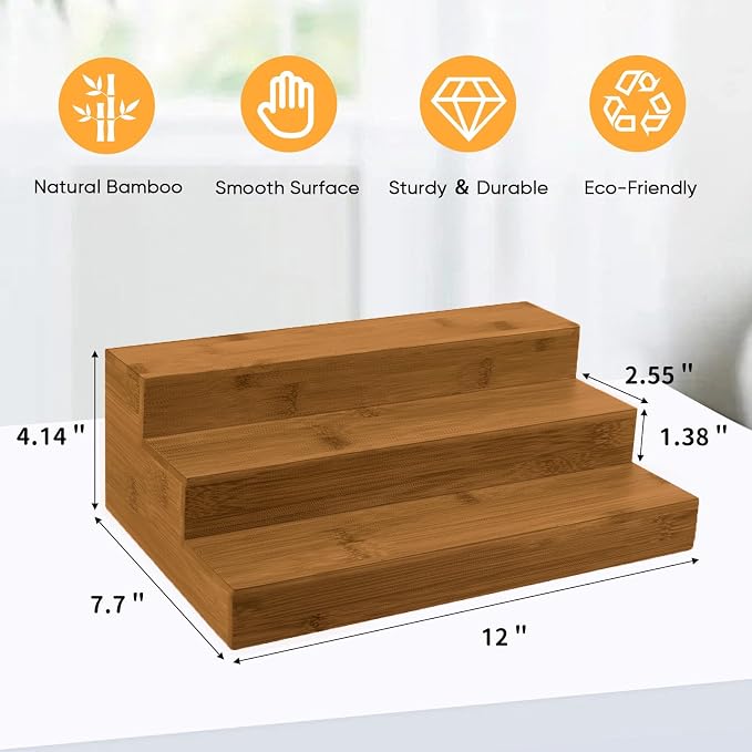 Bamboo Spice Rack Organizer for Cabinet 2 Pack - Image 3
