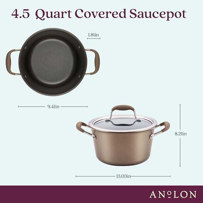Anolon Advanced Home Hard-Anodized Nonstick Tapered Sauce Pan/Saucepot - Image 2