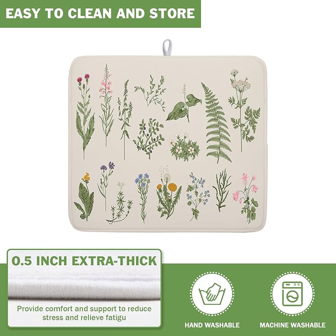 Kawani Sage Flower Herbs Dish Drying Mat - Image 5