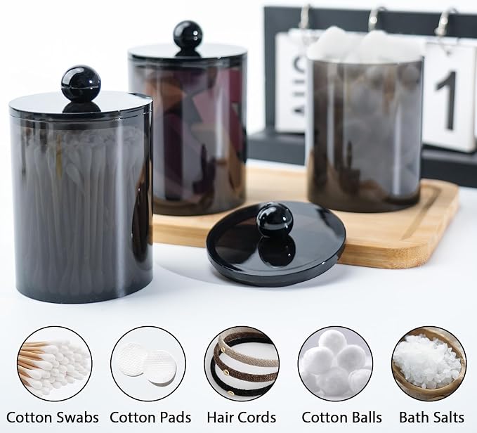 XIPENGKEJI 2 Pack Qtip Holder, Canister Apothecary Jar Set, Bathroom Jars - Image 4