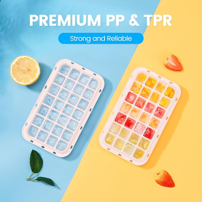 PHINOX Ice Cube Tray with Lid and Bin, 3 Pack Plastic Ice Cube Tray Molds - Image 6