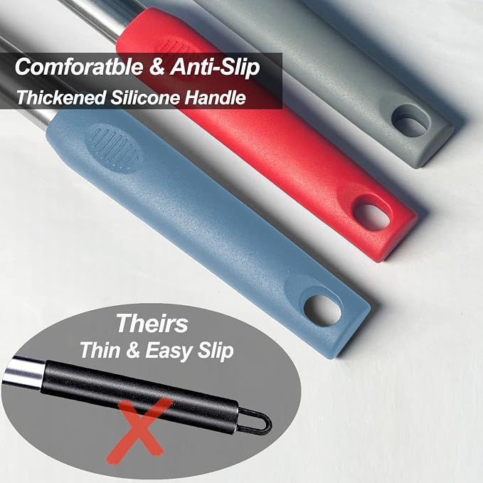 2 Pack Spatulas, Solid & Slotted Silicone Spatula Set, Stainless Steel Handle - Image 5