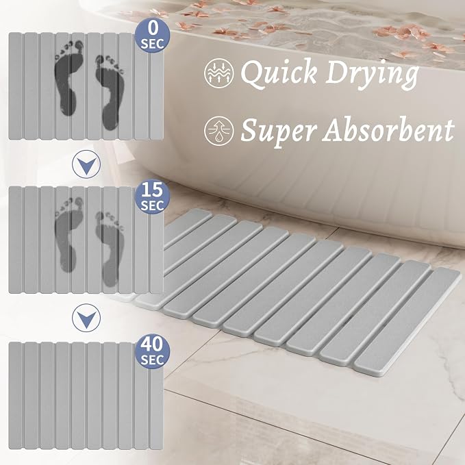 Foldable Stone Bath Mat, Quick Dry Stone Drying Mats - Image 2