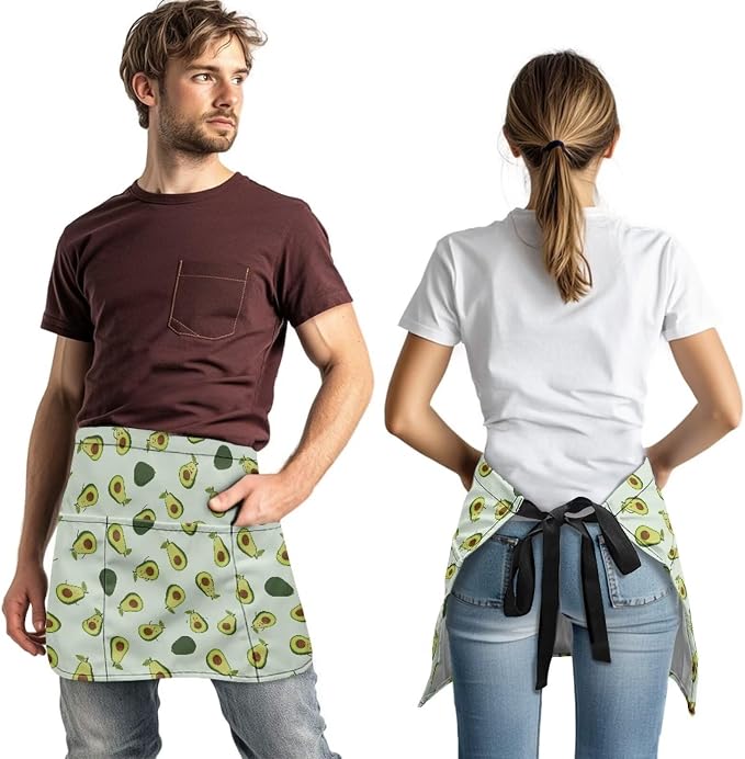 Server Apron with 3 Pockets, Waterproof Oil Waitress Waiter Half Apron - Image 3