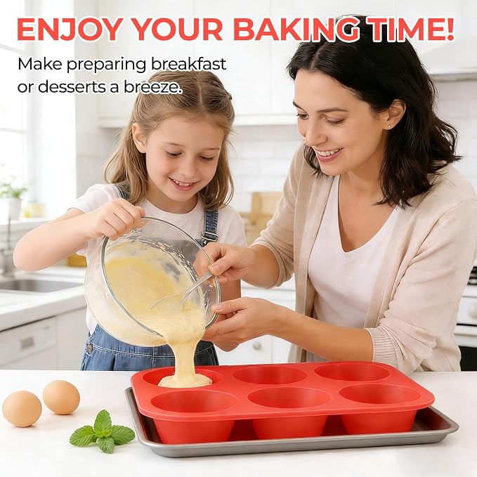 Jumbo Muffin Pan, 3.5 Inch Large Muffin Pan 6 Cup Silicone Jumbo Cupcake Tin - Image 5