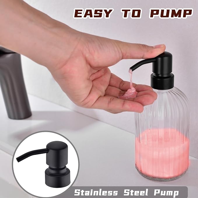 16Oz Bathroom Glass Soap Dispenser - Image 3