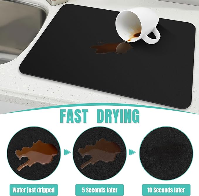 WISELIFE Coffee Mat Super Absorbent Dish Drying Mat Coffee Bar Accessories Match - Image 3
