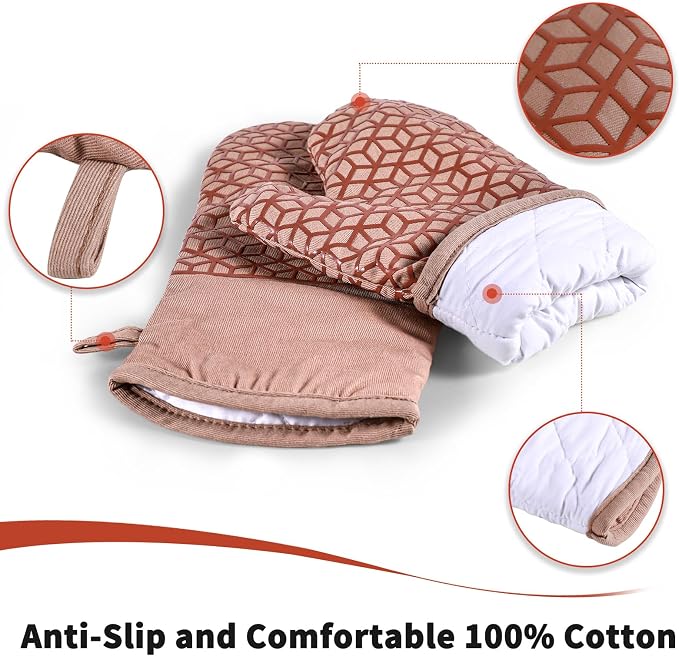 Oven Mitts And Pot Holders Set 6Pcs, Kitchen Oven Glove, High Heat Resistant - Image 3