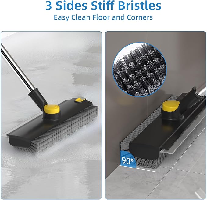 Scrub Brush with Long Handle, Floor Scrub Brush Squeegee Broom - Image 3