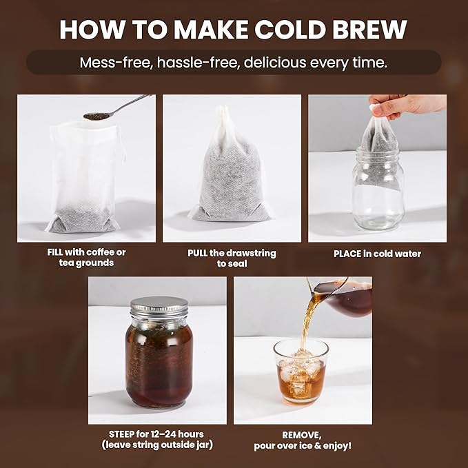 Cold Brew Bags, 8 * 12 Inch Fine Mesh Drawstring Pouches, Fits Mason Jars & - Image 6