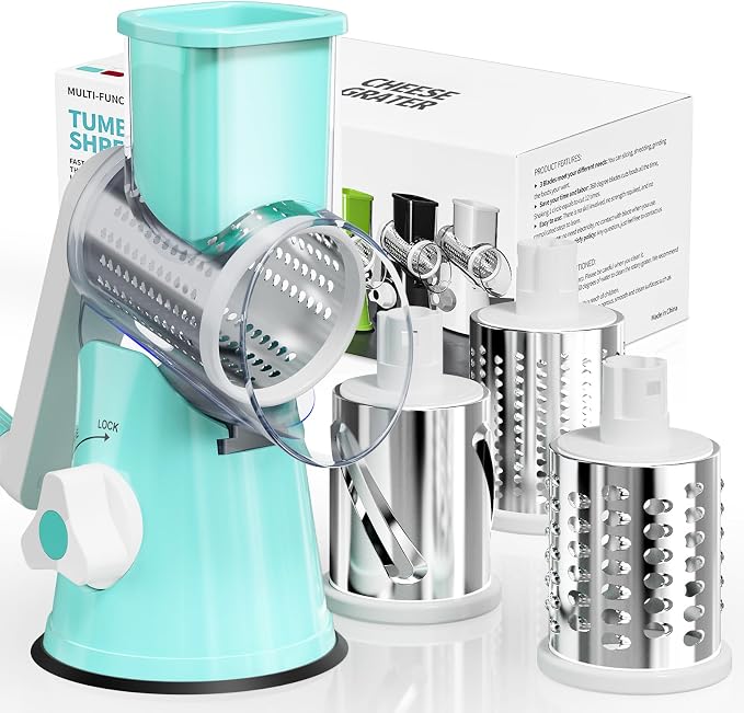 Cheese Grater Hand Crank, Rotary Cheese Shredder by Nexsujo