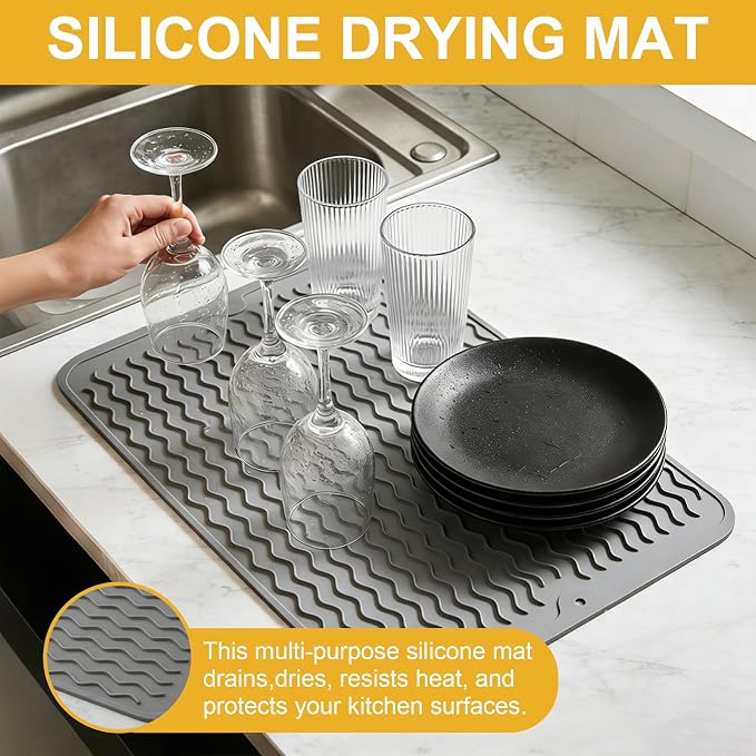 Silicone Dish Drying Mat for Kitchen Counter Eco-Friendly Fast Dry Dish Mat - Image 5