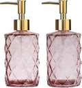 Glass Soap Dispenser with Gold Plastic Pump, 12oz Refillable Liquid Hand Soap by YYTSGG