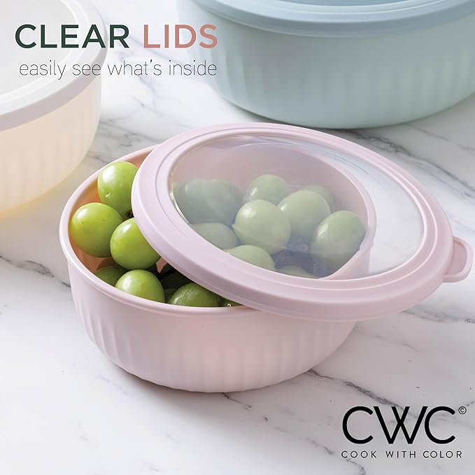 COOK WITH COLOR Prep Bowls with Lids- Wide and Deep Nesting Plastic Small - Image 5
