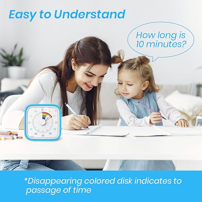 Yunbaoit Visual Timer with Protective Case, Rainbow Disk 60 Minute Countdown - Image 2