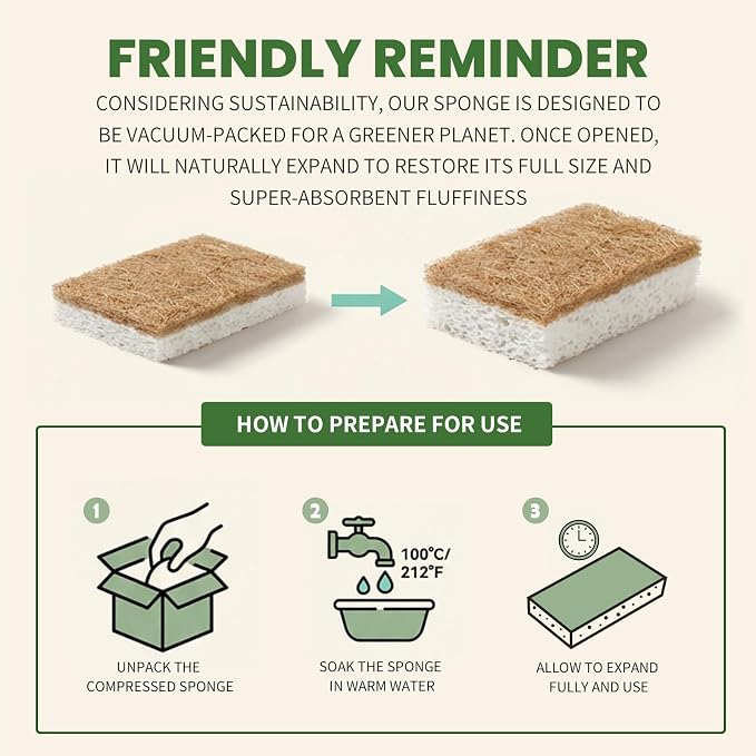 Metflavor 48 Pack Natural Kitchen Sponges, Biodegradable Non-Scratch Cellulose - Image 7