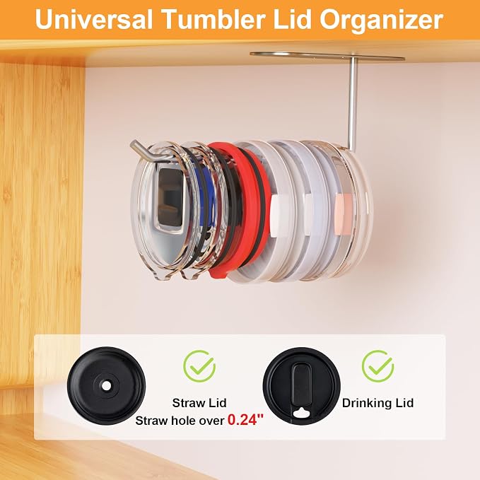 4 Pack Tumbler Lid Organizer, Space Saving Cup Lid Organizer - Image 3